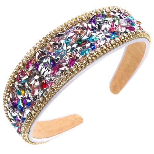 Damen Diamant Glänzende Stirnbänder Haarschmuck Trendy Breiter Rand Haarband Hoop Mädchen Kopfbedeckung von Dcvmvmn