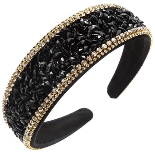 Damen Diamant Glänzende Stirnbänder Haarschmuck Trendy Breiter Rand Haarband Hoop Mädchen Kopfbedeckung von Dcvmvmn