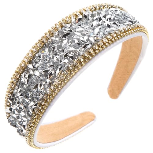 Damen Diamant Glänzende Stirnbänder Haarschmuck Trendy Breiter Rand Haarband Hoop Mädchen Kopfbedeckung von Dcvmvmn