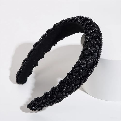 Dcvmvmn Damen-Haarbänder, handgefertigt, mit Perlen, Kristallschwamm, breiter Rand, Haar-Accessoire von Dcvmvmn