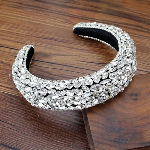 Dcvmvmn Damen-Haarbänder mit Kristallsteinen, gepolstert, glänzend, Strass, Braut-Haarbänder für Hochzeit, Haarschmuck von Dcvmvmn