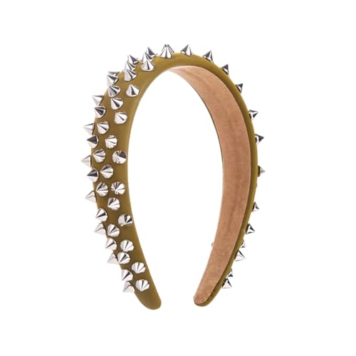 Dcvmvmn Damen-Haarbänder mit breiter Krempe, Leder, Nieten, Haarband, Haarreif, Zubehör von Dcvmvmn