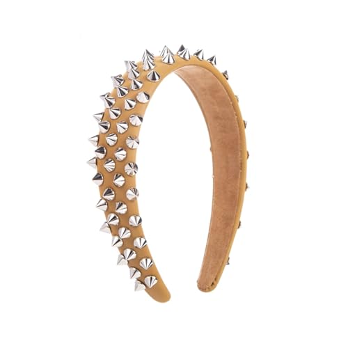 Dcvmvmn Damen-Haarbänder mit breiter Krempe, Leder, Nieten, Haarband, Haarreif, Zubehör von Dcvmvmn