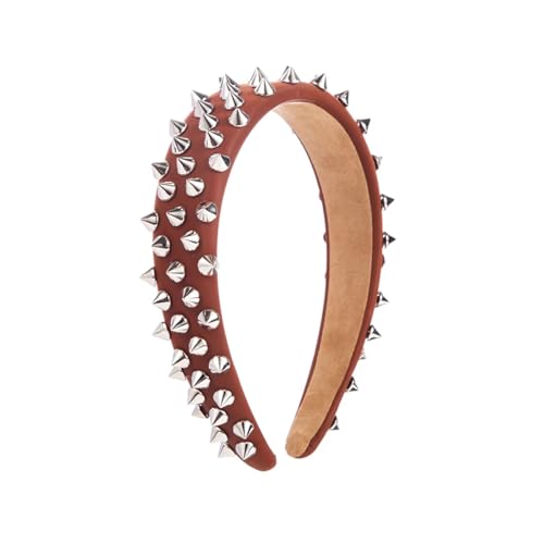 Dcvmvmn Damen-Haarbänder mit breiter Krempe, Leder, Nieten, Haarband, Haarreif, Zubehör von Dcvmvmn