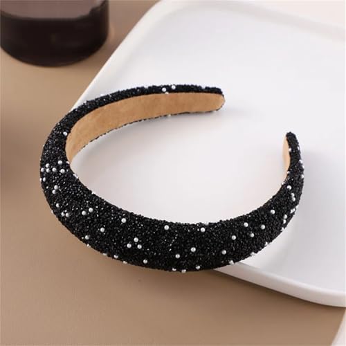 Dcvmvmn Damen-Haarband mit Perlen, glitzernd, Kristall, Perlen, breites Kreuz-Stirnband, funkelnd, Haarschmuck, Geschenke von Dcvmvmn