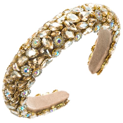 Dcvmvmn Damen-Haarreifen Vintage Strass Haarbänder Hoher Kopf Hoop Schwamm Haarschmuck von Dcvmvmn