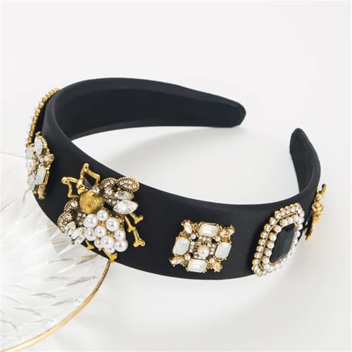 Dcvmvmn Damen Stirnband mit Strass Perlen Haarbänder Farbiger Stoff Blumenkranz Hairhoop Zubehör von Dcvmvmn