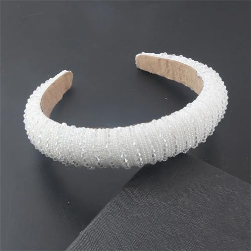 Dcvmvmn Damen Strass Gepolstertes Stirnband Glänzend Kristall Breit Dicke Haar Hoop Kopf Lünette Wrap von Dcvmvmn