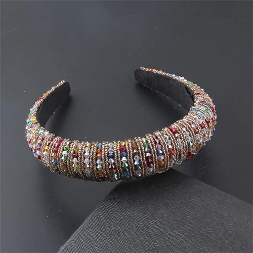 Dcvmvmn Damen Strass Gepolstertes Stirnband Glänzend Kristall Breit Dicke Haar Hoop Kopf Lünette Wrap von Dcvmvmn