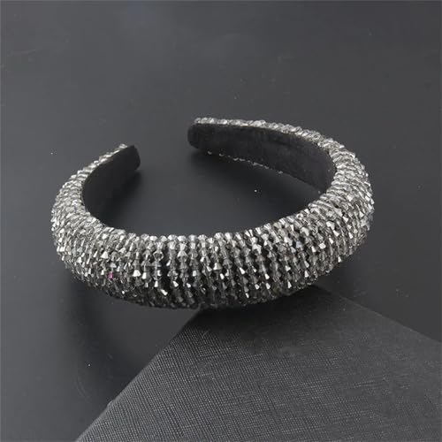 Dcvmvmn Damen Strass Gepolstertes Stirnband Glänzend Kristall Breit Dicke Haar Hoop Kopf Lünette Wrap von Dcvmvmn