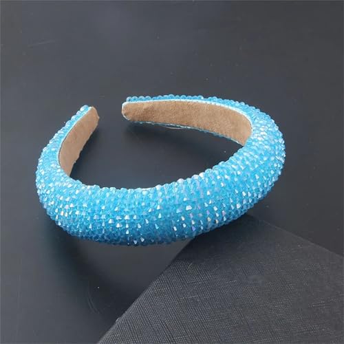 Dcvmvmn Damen Strass Gepolstertes Stirnband Glänzend Kristall Breit Dicke Haar Hoop Kopf Lünette Wrap von Dcvmvmn