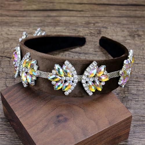 Dcvmvmn Damen Strass Haarreifen Zubehör Breite Haarbänder Klassische Kette Kristall Stirnbänder von Dcvmvmn