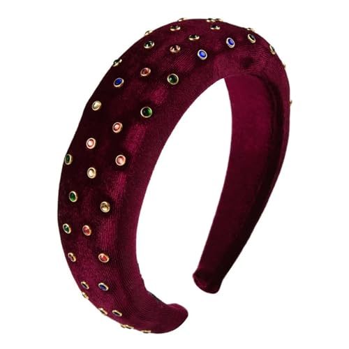 Dcvmvmn Damen Vintage Strass verdickter Schwamm breiter Rand Stirnband Mädchen glänzend Haarschmuck von Dcvmvmn