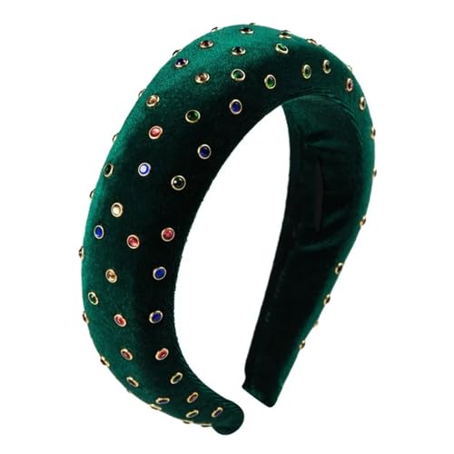 Dcvmvmn Damen Vintage Strass verdickter Schwamm breiter Rand Stirnband Mädchen glänzend Haarschmuck von Dcvmvmn