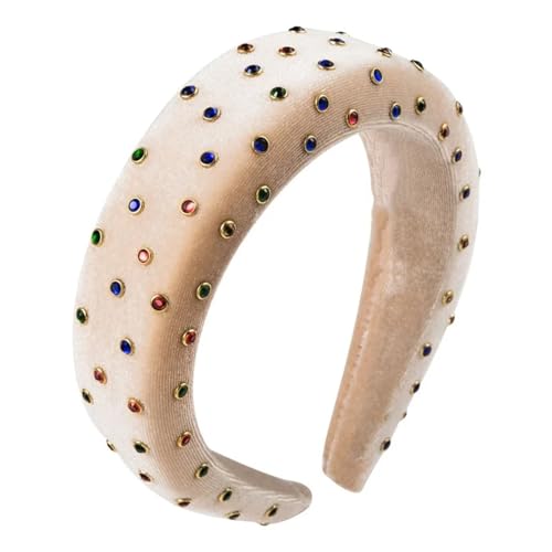 Dcvmvmn Damen Vintage Strass verdickter Schwamm breiter Rand Stirnband Mädchen glänzend Haarschmuck von Dcvmvmn