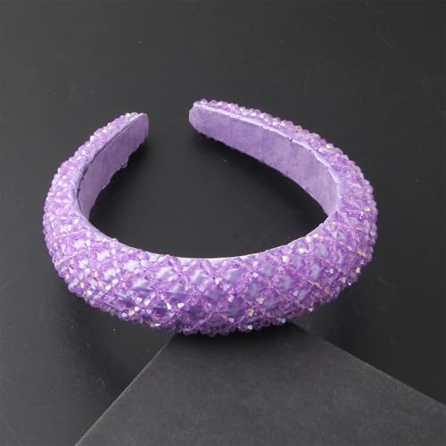 Dcvmvmn Glänzendes Strass-Stirnband für Damen, elastisch, gepolstert, Kopfbedeckung, Haarreif-Zubehör von Dcvmvmn