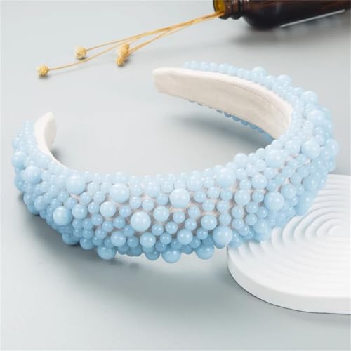 Dcvmvmn Handgefertigtes Damen-Haarband mit Perlen und Schwamm, breiter Rand, Haarschmuck Dcvmvmn Handgefertigtes Damen-Haarband mit Perlen und Schwamm, breiter Rand, Haarschmuck von Dcvmvmn