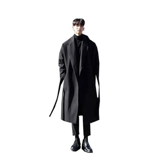 Dcvmvmn Herren Langer Baumwollmantel 2023 Herbst Gemischter Einfarbiger Freizeitmantel Schlanker Business Mantel W1413Black Asian size M von Dcvmvmn