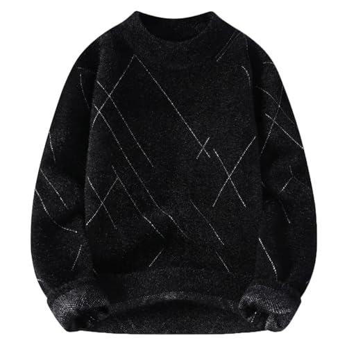 Dcvmvmn Herren Winter Pullover Warme Pullover Mode Gestreifte Pullover Wollpullover, blacks, XXL von Dcvmvmn