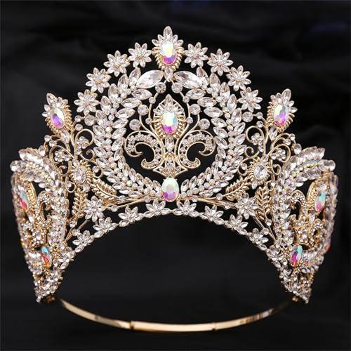 Dcvmvmn Miss Universe Haarkrone Strass Tiara Große Braut Hochzeit Party Festzug Kopfschmuck Kronen Zubehör von Dcvmvmn