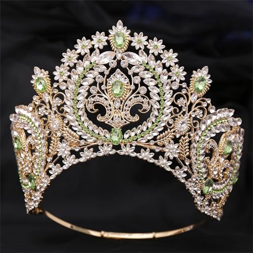 Dcvmvmn Miss Universe Haarkrone Strass Tiara Große Braut Hochzeit Party Festzug Kopfschmuck Kronen Zubehör von Dcvmvmn