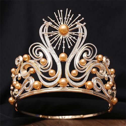Dcvmvmn Miss Universe Krone Strass Braut Hochzeit Kristall Tiaras und Kronen Haarschmuck Zubehör von Dcvmvmn