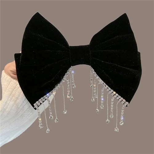 Haarspange für Damen, große Schleife, Strass, Quasten, Satin, Haarspangen, Pferdeschwanz-Clip, Doppelschleife, Heawear Haarspange für Damen, große Schleife, Strass, Quasten, Satin, Haarspangen, Pferdeschwanz-Clip, Doppelschleife, Heawear von Dcvmvmn