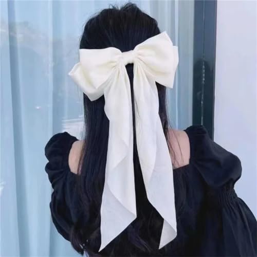 Haarspangen für Damen, große Schleife, Chiffon, große Schleife, einfarbig, Pferdeschwanz-Clip, Haar-Accessoires von Dcvmvmn