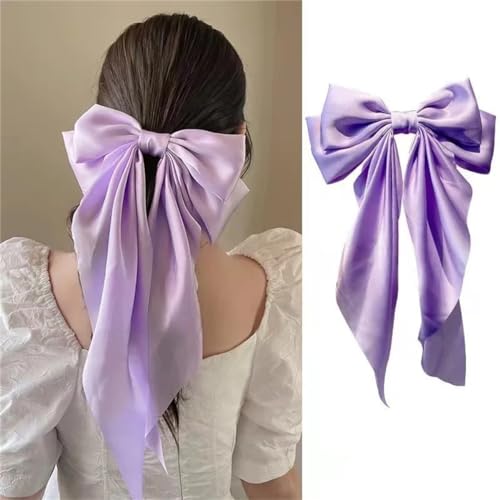 Haarspangen für Damen, große Schleife, Chiffon, große Schleife, einfarbig, Pferdeschwanz-Clip, Haar-Accessoires von Dcvmvmn