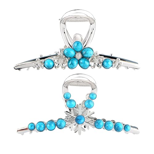 2 Stück Schneeflocke Blumen Haarklammer Groß Metall Haarspange Blume Haarklammern Blumen Haarspangen Flower Hair Clip Blumen Klammer Flower Hair Clips Claw Clip Claw Clips für Damen Mädchen von Ddayup