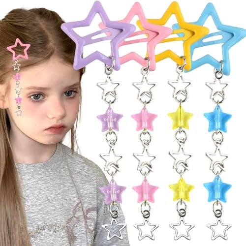 4 Stück Stern Haarspangen Sterne Haarspange Stern mit Quaste Star Hair Clip Metall Haarklammer Star Hair Clips Haarclips Haarclip y2k Haarspange Hair Accessoires für Damen Mädchen von Ddayup
