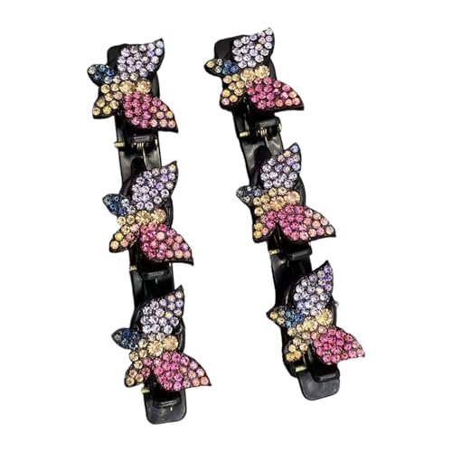 1 Paar doppelschichtige, rutschfeste Strass-Haarspange für Damen, Pony, Styling und Seitenteil, Haar-Accessoires, doppellagig, rutschfeste Haarspange von Ddujbtp