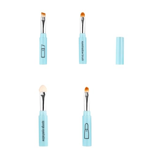 4-in-1 tragbares Make-up-Pinsel-Set, kompakt, reisefreundlich, synthetische Faserborsten für Rouge, Lidschatten, Lippen, vegan, Make-up-Pinsel von Ddujbtp