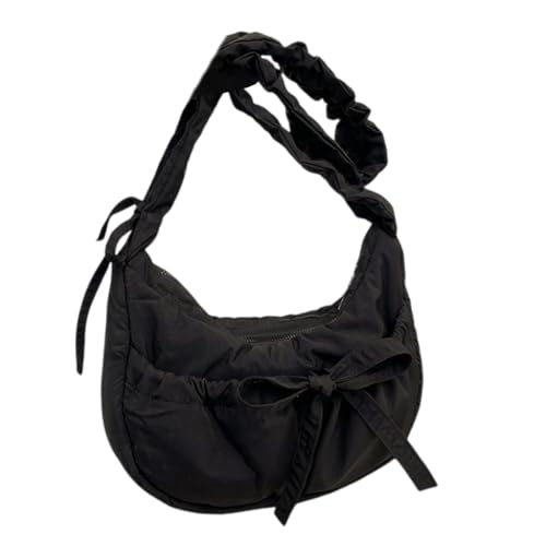 Damen-Umhängetasche, schöne Schleifen, Achseltasche, koreanischer Stil, Kuriertasche, Einkaufstasche, Kordelzug, Crossbody-Tasche für den täglichen Gebrauch, Schwarz , Taschen-Organizer von Ddujbtp