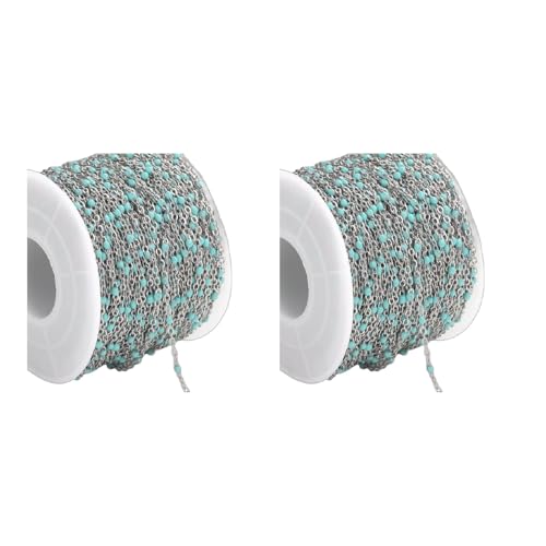 Ddujbtp 2 m lange Edelstahl-Perlenkette, bunte Schmuckkette, Charm-Zubehör, geeignet für die Herstellung von Komponenten Ddujbtp 2 m lange Edelstahl-Perlenkette, bunte Schmuckkette, Charm-Zubehör, geeignet für die Herstellung von Komponenten von Ddujbtp