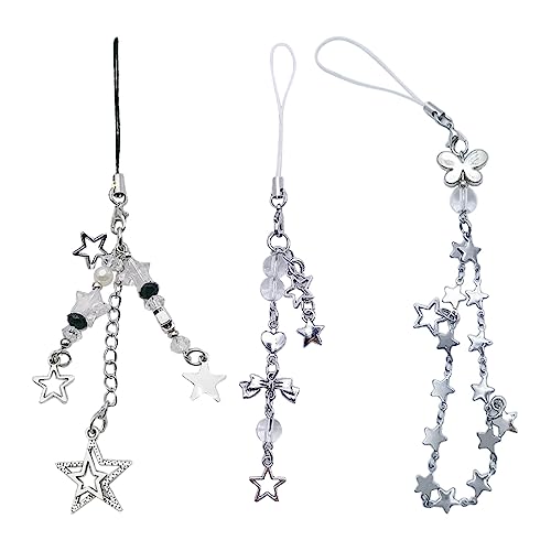 Ddujbtp 3 Pack Star Phone Chain Alloy Star Schlüsselbeutel Dekoration Telefon Schmuck Für Frauen Und Mädchen Star Keychain von Ddujbtp
