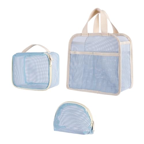 Ddujbtp 3 x schnell trocknende Make-up-Tasche mit Reißverschlüssen, Kosmetiktasche, Organizer für Reisen und Fitnessstudio, einfacher Transport, blau, Taschen-Organizer von Ddujbtp