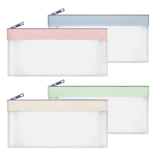 Ddujbtp 4/6-teiliges Mehrzweck-Geldbeutel-Set, transparente Reißverschlüsse, Geldumschläge, 19 x 9,4 cm, Geldbeutel, Münz- und Scheckgeldbörse, Vier Packungen, Taschen-Organizer von Ddujbtp
