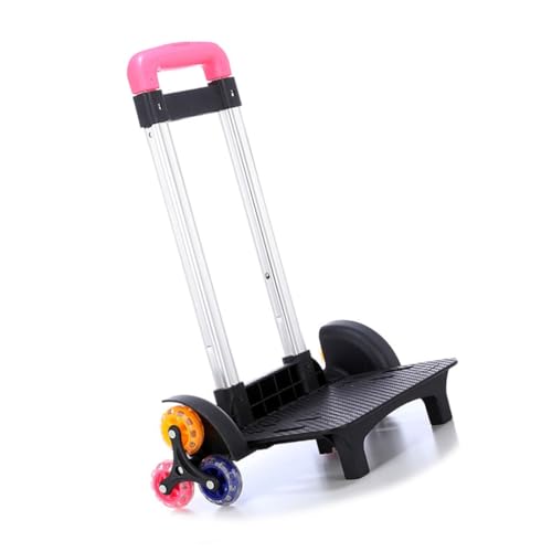 Ddujbtp 6 Rollen Rucksack Trolley Faltbarer Trolley Wagen mit Teleskopgriff Gepäck Reise Handwagen für Schultaschen Rucksack, Farbe: Rosa., Taschen-Organizer von Ddujbtp
