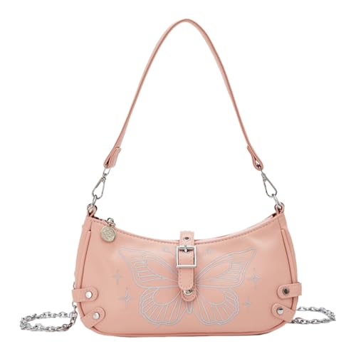 Ddujbtp Damen-Handtasche mit ästhetischer Stickerei, Schmetterling, PU-Leder, mit Kettenriemen, Unterarmtasche, Umhängetasche, Kuriertasche, rose, Taschen-Organizer Ddujbtp Damen-Handtasche mit ästhetischer Stickerei, Schmetterling, PU-Leder, mit Kettenriemen, Unterarmtasche, Umhängetasche, Kuriertasche, rose, Taschen-Organizer von Ddujbtp