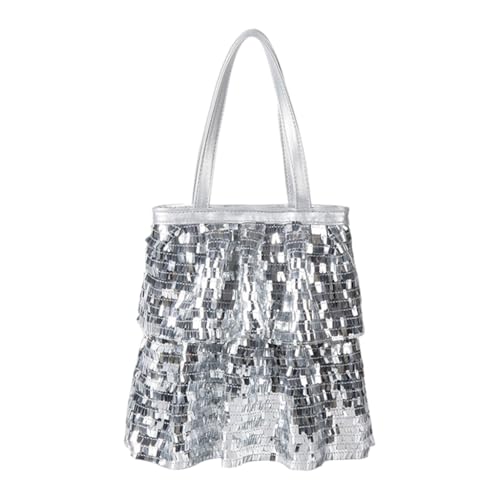Ddujbtp Damen Handtasche mit glitzernden Pailletten, große Kapazität, Schultertasche, Handtaschen mit Magnetverschluss, Abendtasche, silber, Taschen-Organizer von Ddujbtp