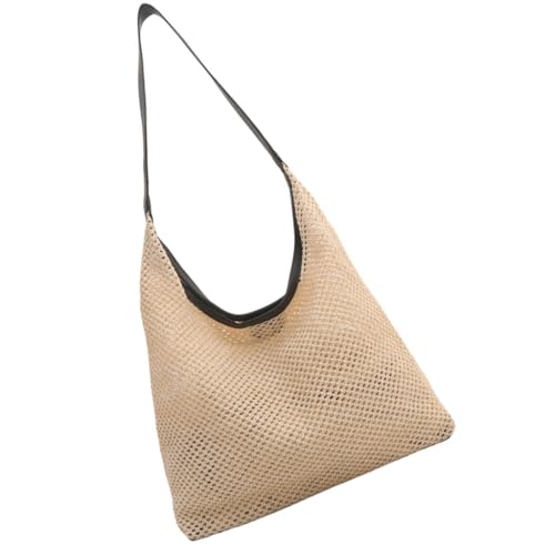 Ddujbtp Damen-Schultertasche aus Stroh, handgewebt, große Kapazität, Achseltasche, modische Strandtasche, Schwiegermutter für Reisen, Schwarz , Taschen-Organizer von Ddujbtp