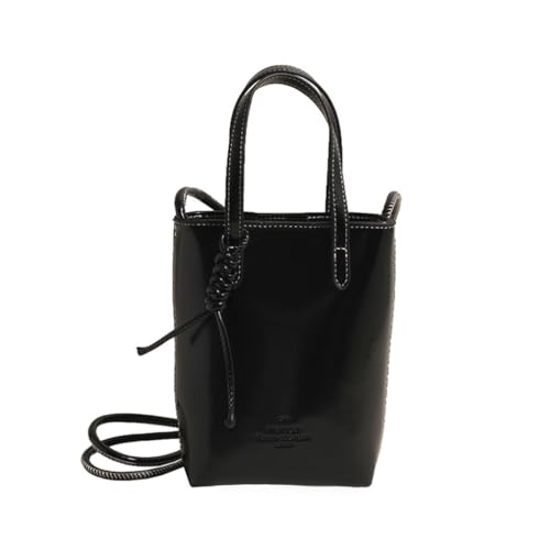 Ddujbtp Damen-Umhängetasche, Retro-Stil, einfarbig, Schultertasche, Handytasche, PU-Leder, Griff oben, Handtasche für den täglichen Gebrauch, Schwarz , Taschen-Organizer von Ddujbtp