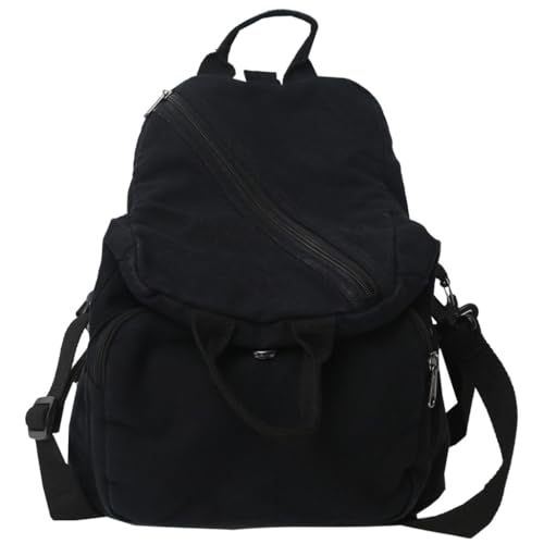 Ddujbtp Damen-Umhängetasche, einfarbig, Rucksack, Pendler, Canvas, Umhängetasche, japanischer Stil, Schultasche für Herbst und Winter, Schwarz , Taschen-Organizer von Ddujbtp