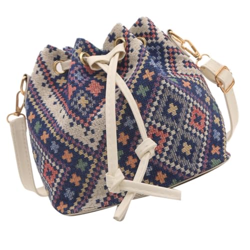 Ddujbtp Damen-Umhängetasche, ethnischer Stil, modische Kuriertasche, einfache Eimertasche, Kordelzug, Crossbody-Tasche für den täglichen Gebrauch auf Reisen, Style 01, Taschen-Organizer von Ddujbtp