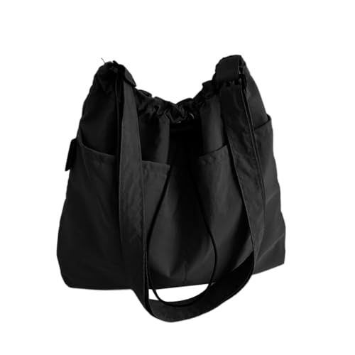 Ddujbtp Damen-Umhängetasche aus Nylon, mittelalterliche Umhängetasche, großes Fassungsvermögen, Kuriertasche, Schülertasche, Schultasche für Einkaufen, Reisen, Schwarz , Taschen-Organizer von Ddujbtp
