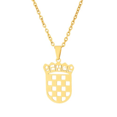 Ddujbtp Edelstahl Schlüsselbeutelkette Kroatien Abzeichen Anhänger Halskette Nationales Symbol Chokers Geometrischer Anhänger Unisex Schmuck Edelstahl Halskette von Ddujbtp