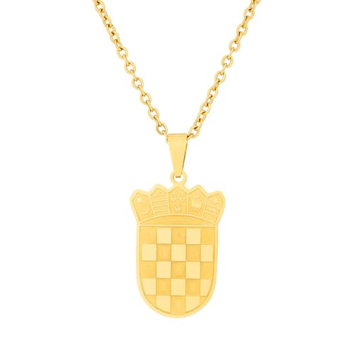 Ddujbtp Edelstahl Schlüsselbeutelkette Kroatien Abzeichen Anhänger Halskette Nationales Symbol Chokers Geometrischer Anhänger Unisex Schmuck Edelstahl Halskette von Ddujbtp