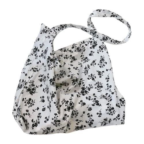 Ddujbtp Einkaufstasche mit Blumendruck, Baumwolle, mit Griff, wiederverwendbar, große Kapazität, Schultertasche für Bücher und Reisen, Schwarze Blumen auf Whi, Taschen-Organizer Ddujbtp Einkaufstasche mit Blumendruck, Baumwolle, mit Griff, wiederverwendbar, große Kapazität, Schultertasche für Bücher und Reisen, Schwarze Blumen auf Whi, Taschen-Organizer von Ddujbtp