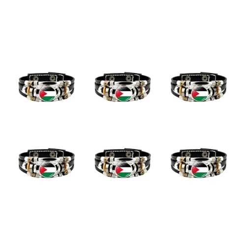 Ddujbtp Einzigartige Palästinenflagge Armband Einstellbare Mehrschichtige Gewebte Armbänder Modes Perlen Schmuck Für Alle Anlässe Handgefertigtes Leder von Ddujbtp